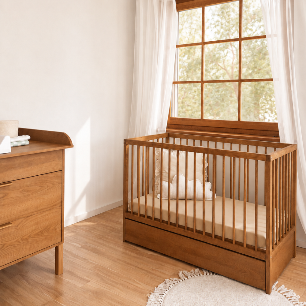 ATB DODI Babybett 120 × 60 cm mit Schublade – Eiche – weitere Produktansicht 5