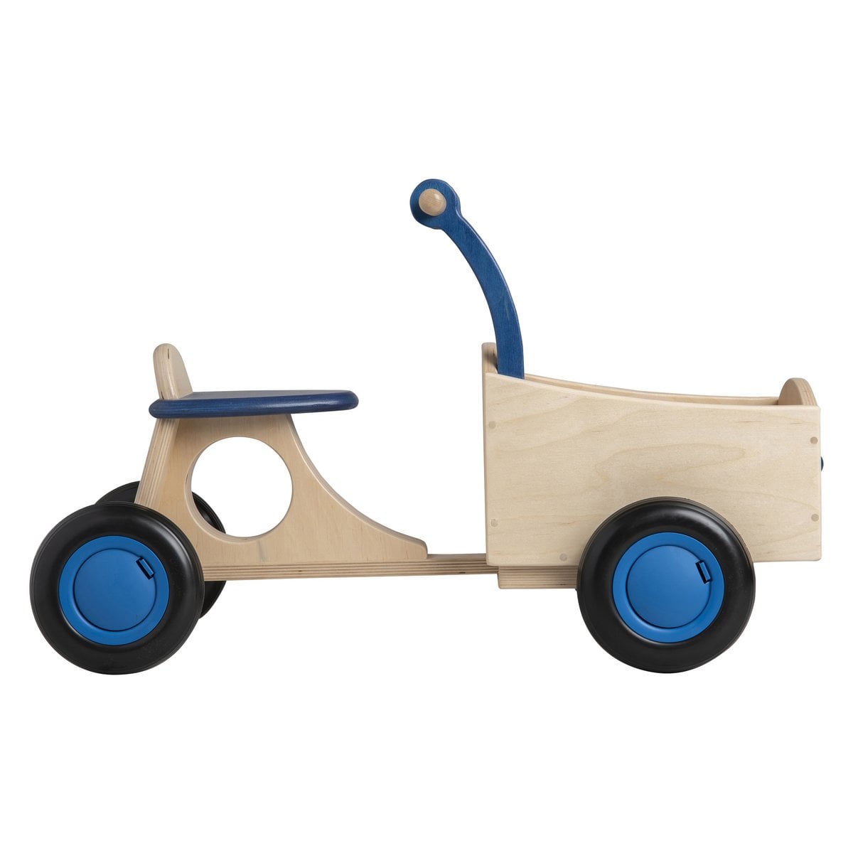 Van Dijk Toys houten kinder loop bakfiets vanaf 1 jaar - Blauw (Kinderopvang kwaliteit)