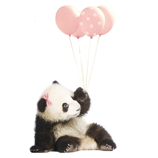 Wandaufkleber „Panda Pink Balloons“