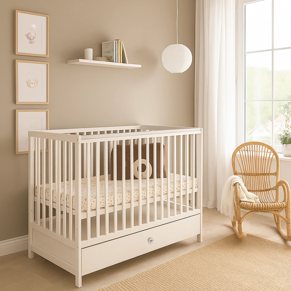 ATB DODO Babybett 120 × 60 cm mit Schublade – Weiß – weitere Produktansicht 2