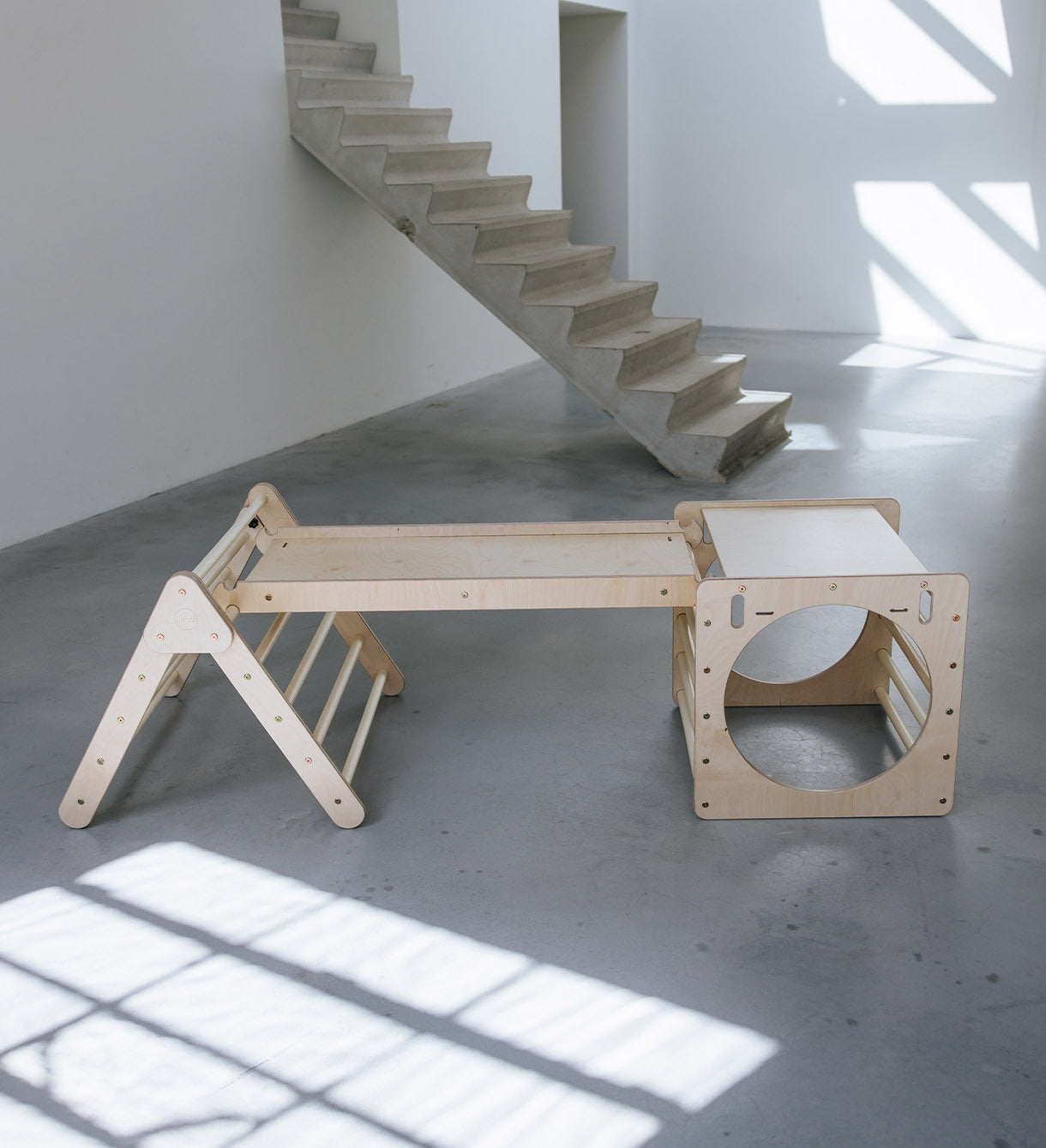 Pikler-Kletterdreieck, Kletterwürfel mit Leiter und Rutsche/Kletterhang - natürlich