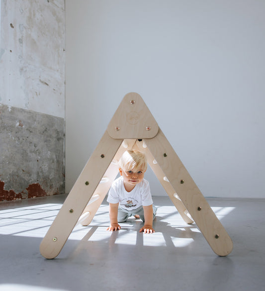 Pikler klimdriehoek premium - inklapbaar - naturel