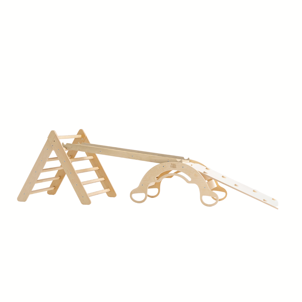 BusyKids Pikler groot set – driehoek, 2 planken & balanswip – regenboog – productbeeld 31