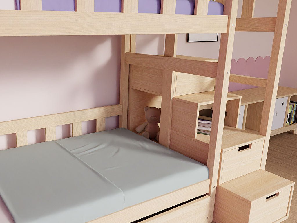 Detail Stauraumtreppe mit Schubladen, Etagenbett COTTAGE