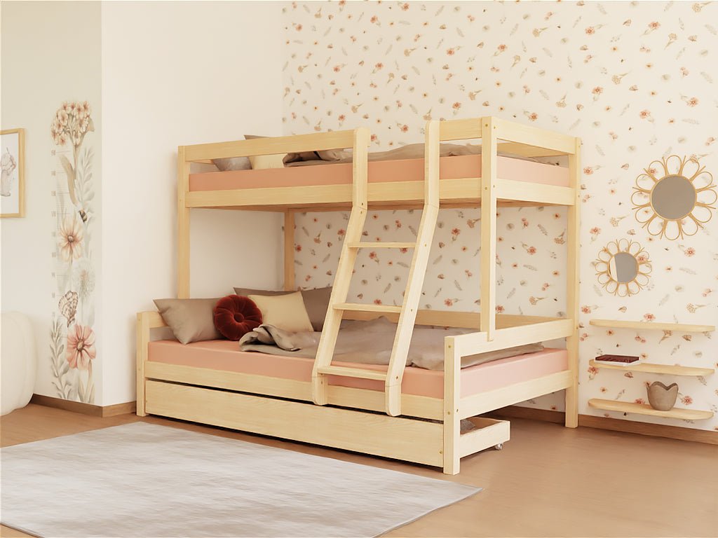 Benlemi LUCKY Etagenbett mit Leiter vorne und Bettschublade
