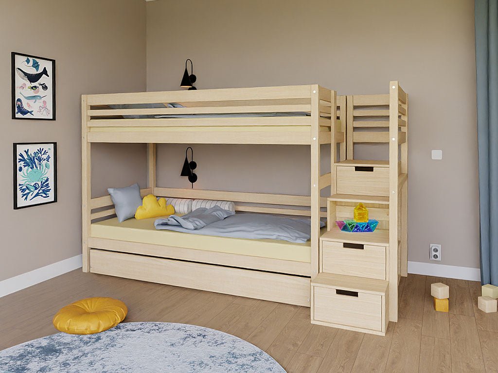 Benlemi Etagenbett TULY — 90×200 mit Stauraumtreppe, Produktfoto