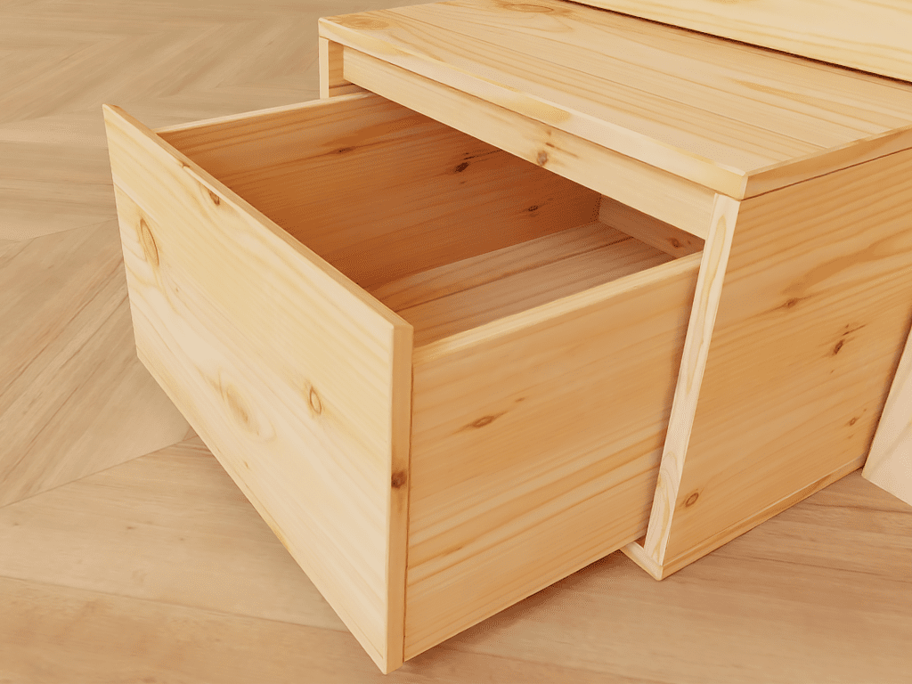 Huisbed Alpy stapelbed - trap zijkant met opbergruimte -