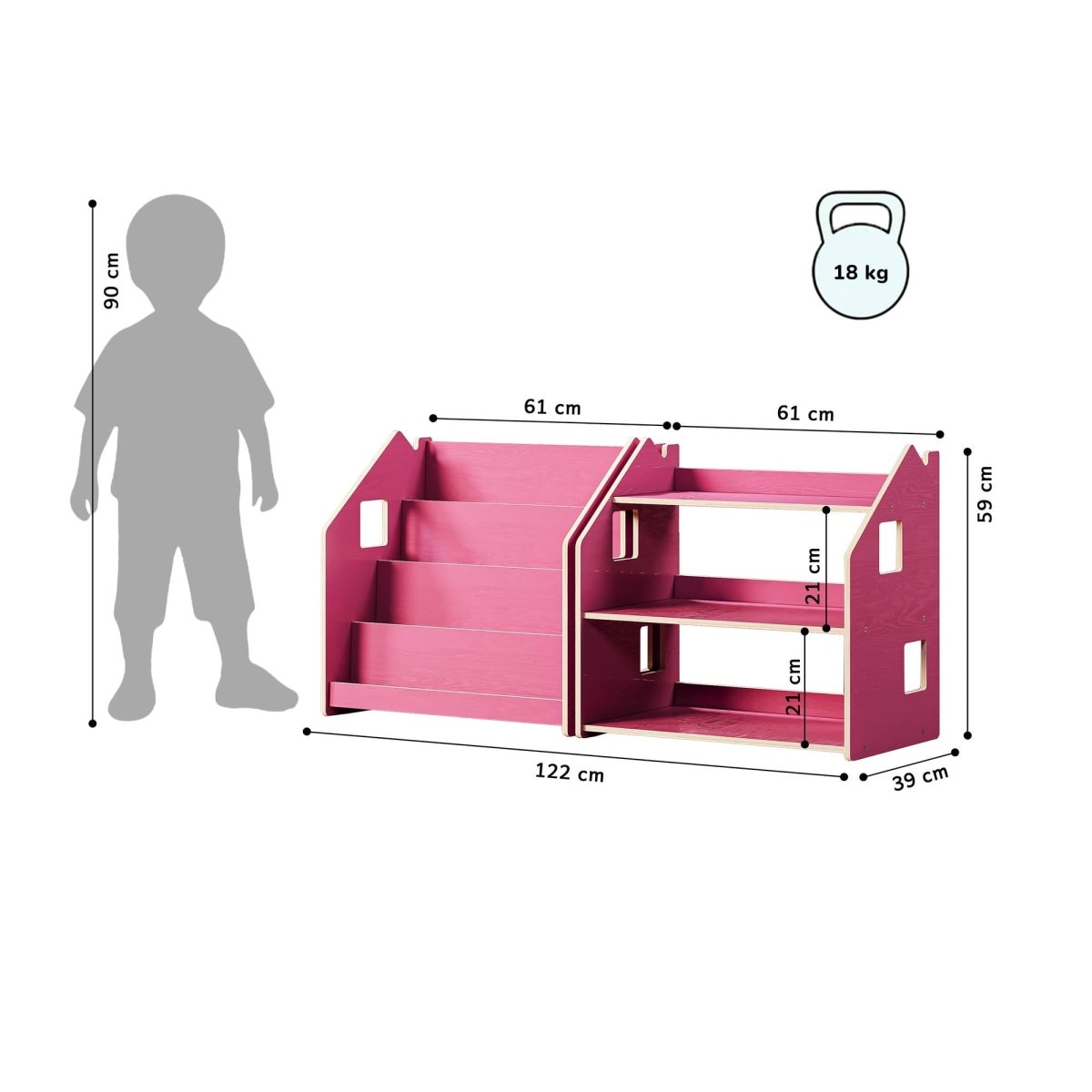 BusyKids Bücherregal und Spielzeugregal – Purpurrot