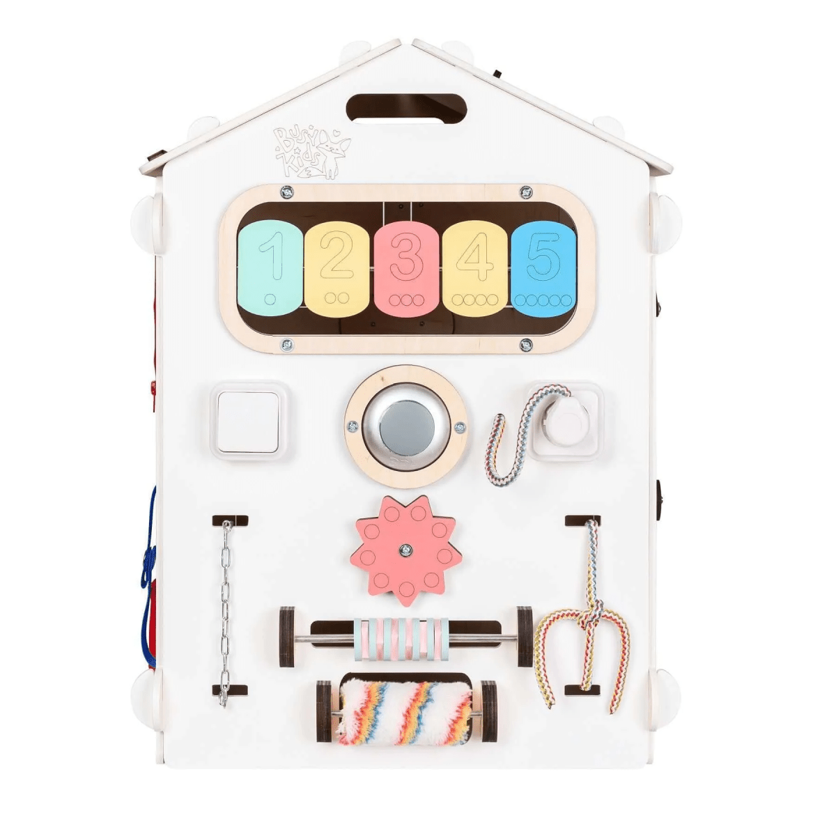 BusyKids set – Busy Board speelhuisje wit met creatieve kubus-Speelhuisje set