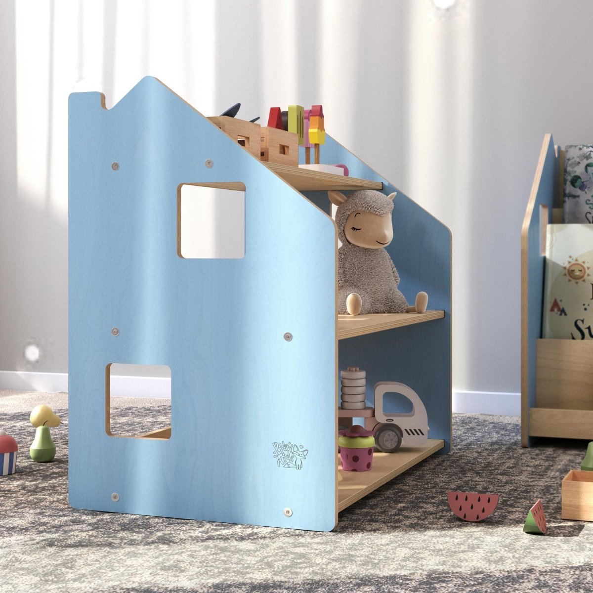 BusyKids Spielzeugregal – Zartblau/Rosa
