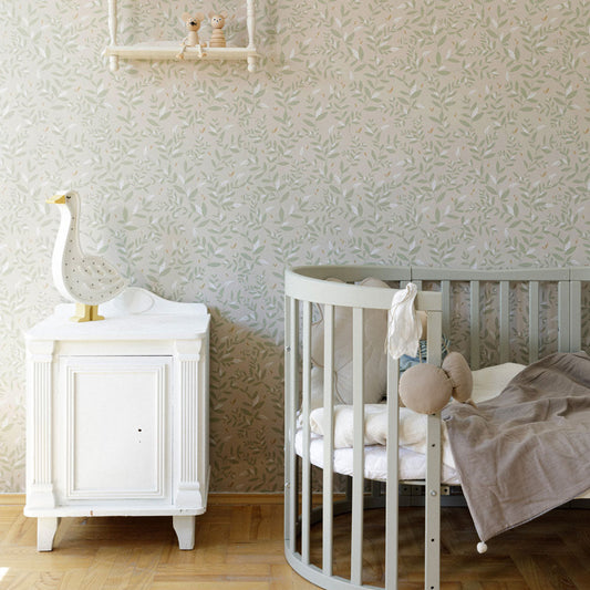 Dekornik Delicate Twigs with Green and Beige kinderbehang