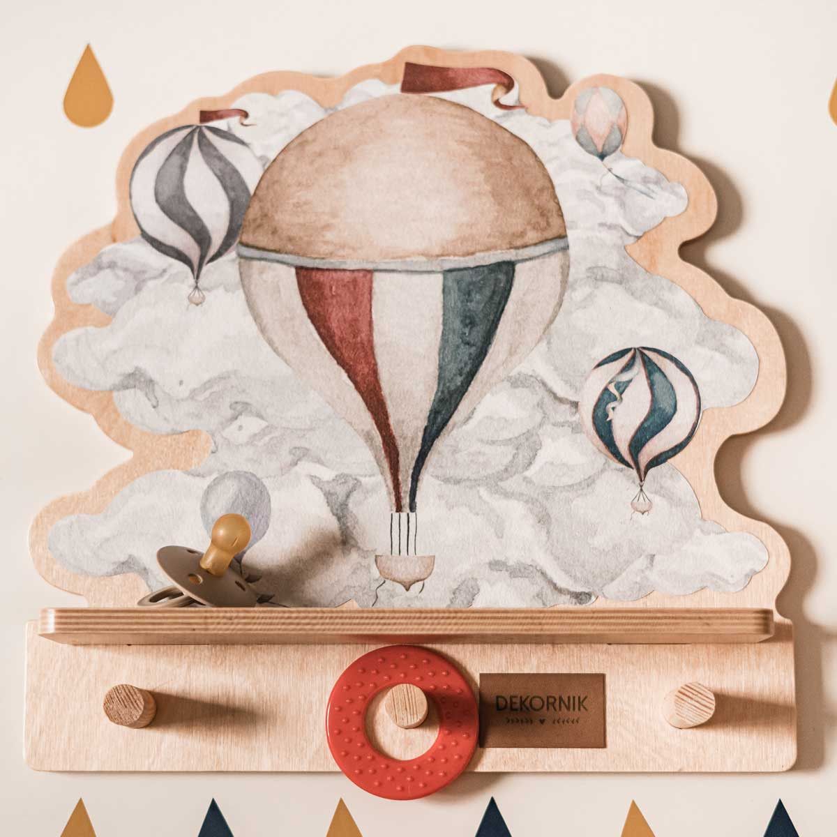Dekornik Balloon wandplank met 3 haakjes