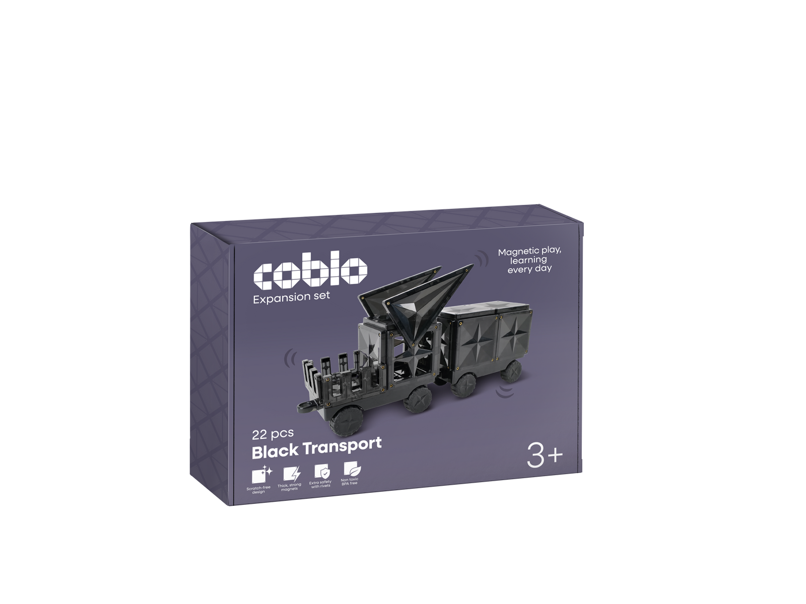 Coblo Magnetische Tegels Zwart – 22 stuks incl. 2 auto-onderstellen verpakking