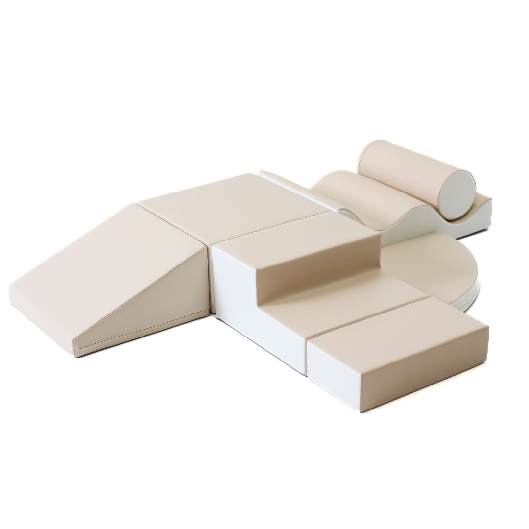 IGLU Explorer met glijblok – beige en witte soft play set