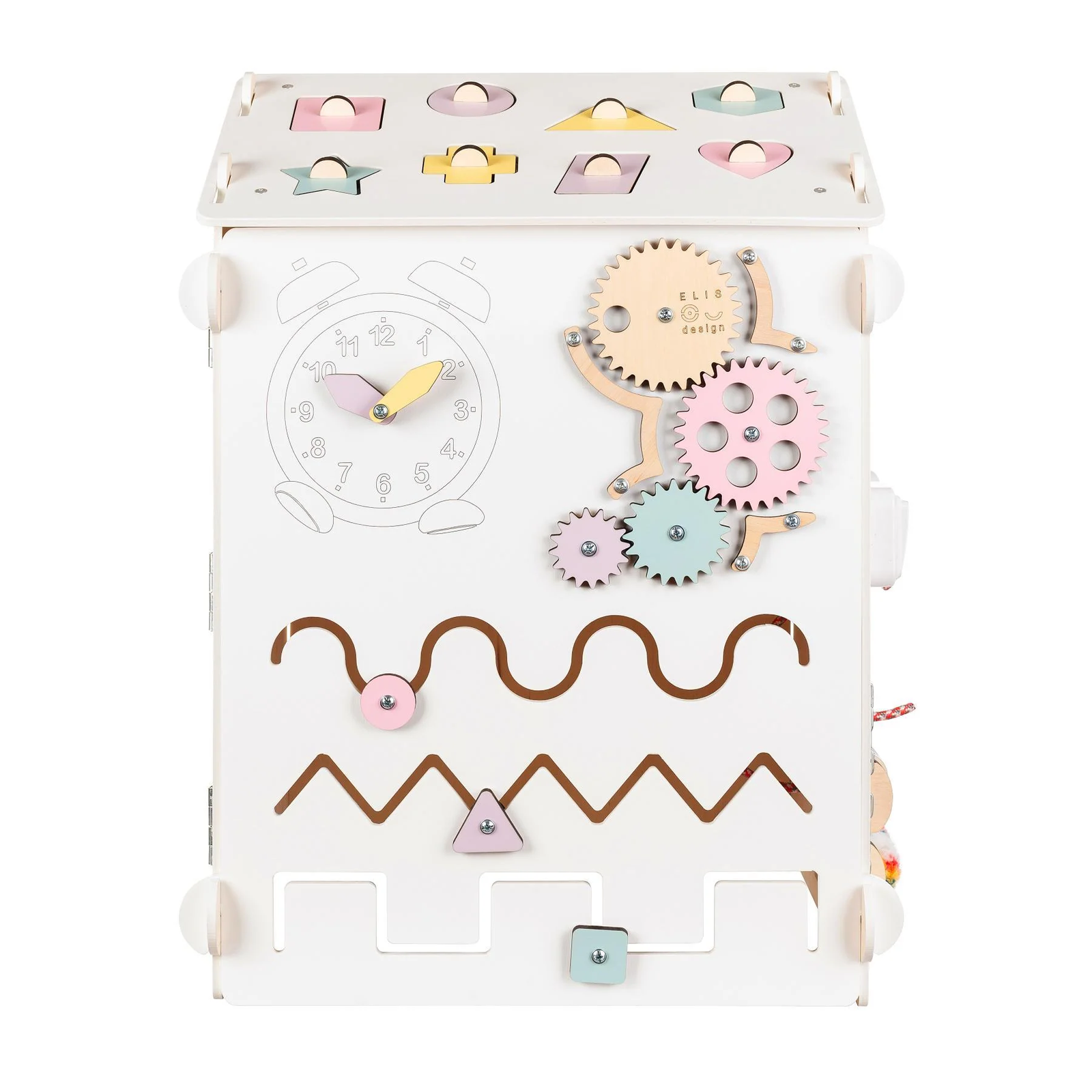 Set - BusyBoard Häuschen weiß/pastell und kreativer Würfel