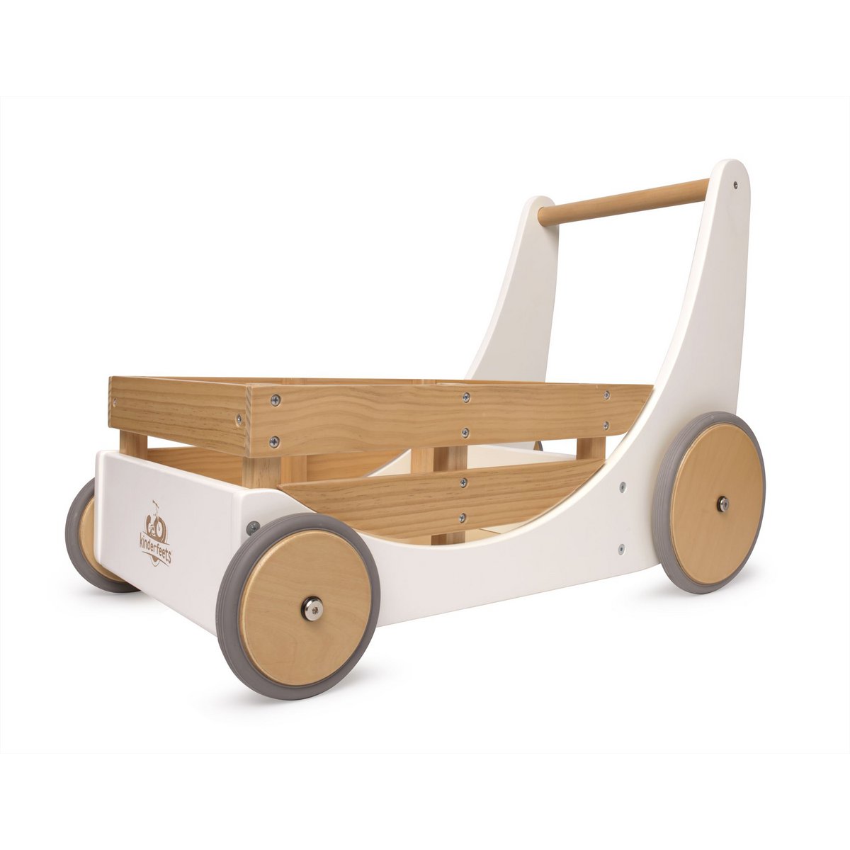 2-in-1 houten loopwagen met opbergkar