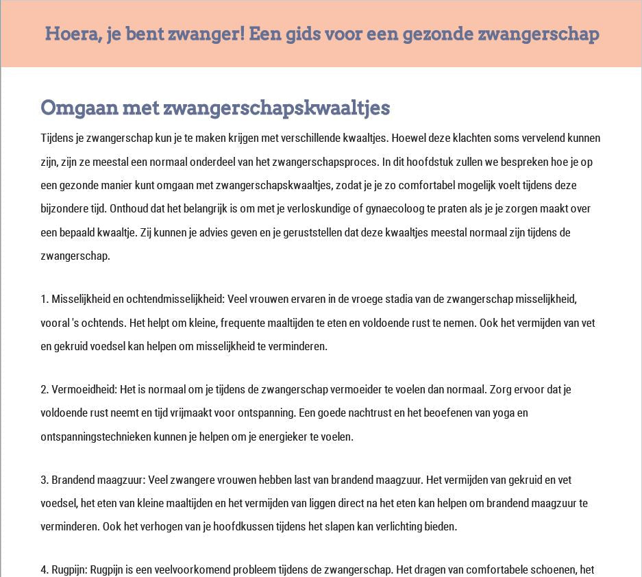 Hoera, je bent zwanger! E - book voor een gezonde zwangerschap -