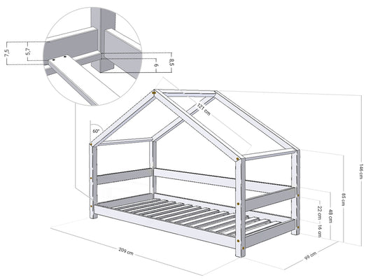 Huisbed Lucky - premium houten kinderbed in huisvorm