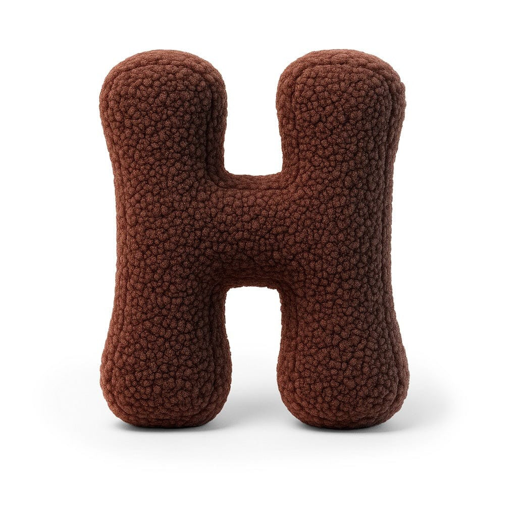 Bearly-letterkussen in de vorm van letter H, donkerbruin van MeowBaby