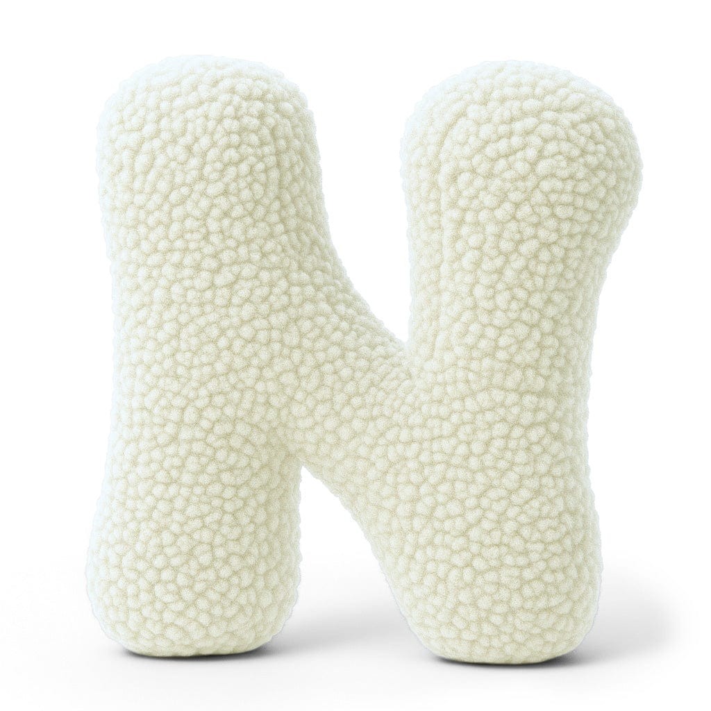 Bearly-letterkussen in de vorm van letter M, crème van MeowBaby