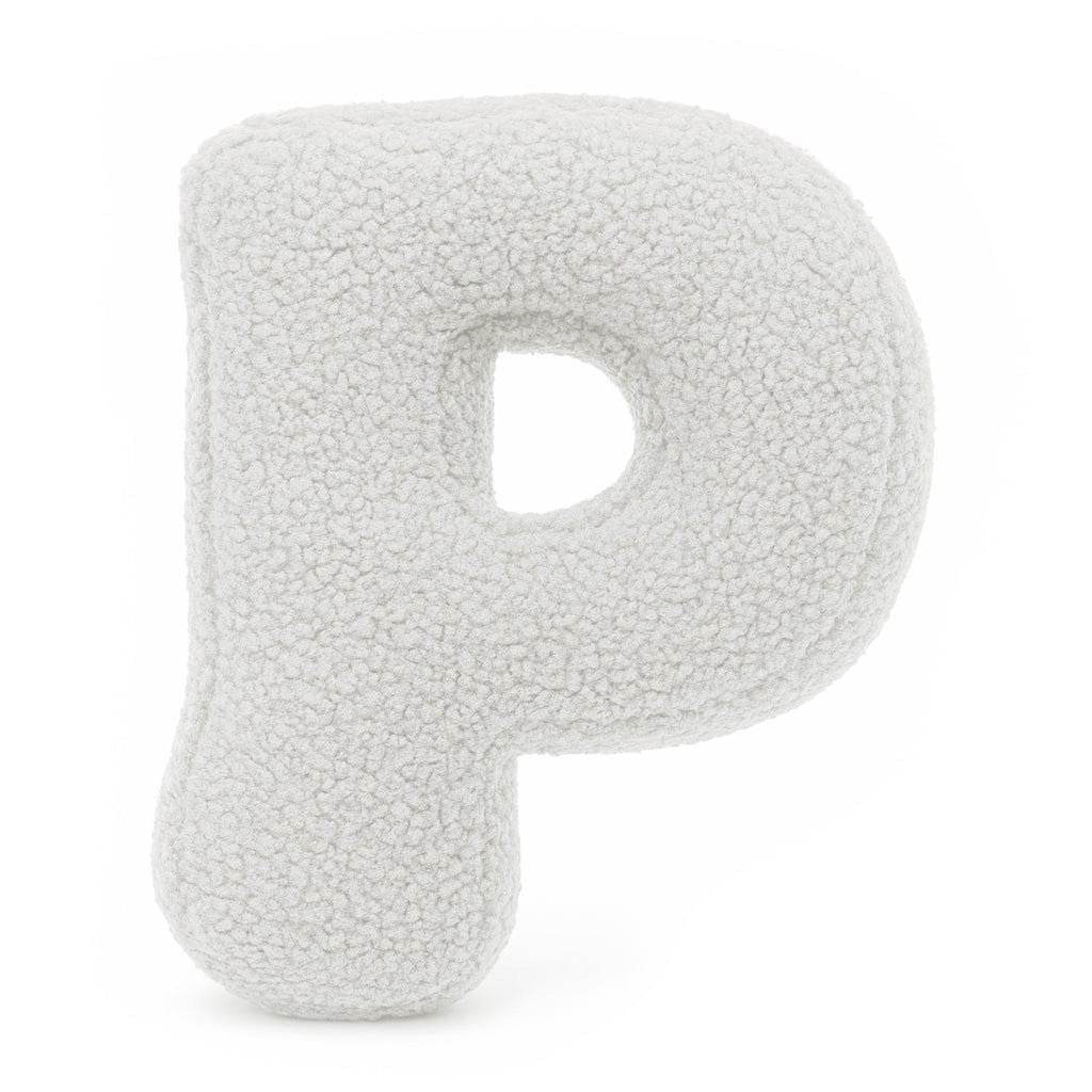 Bearly-letterkussen in de vorm van letter P, gebroken wit van MeowBaby