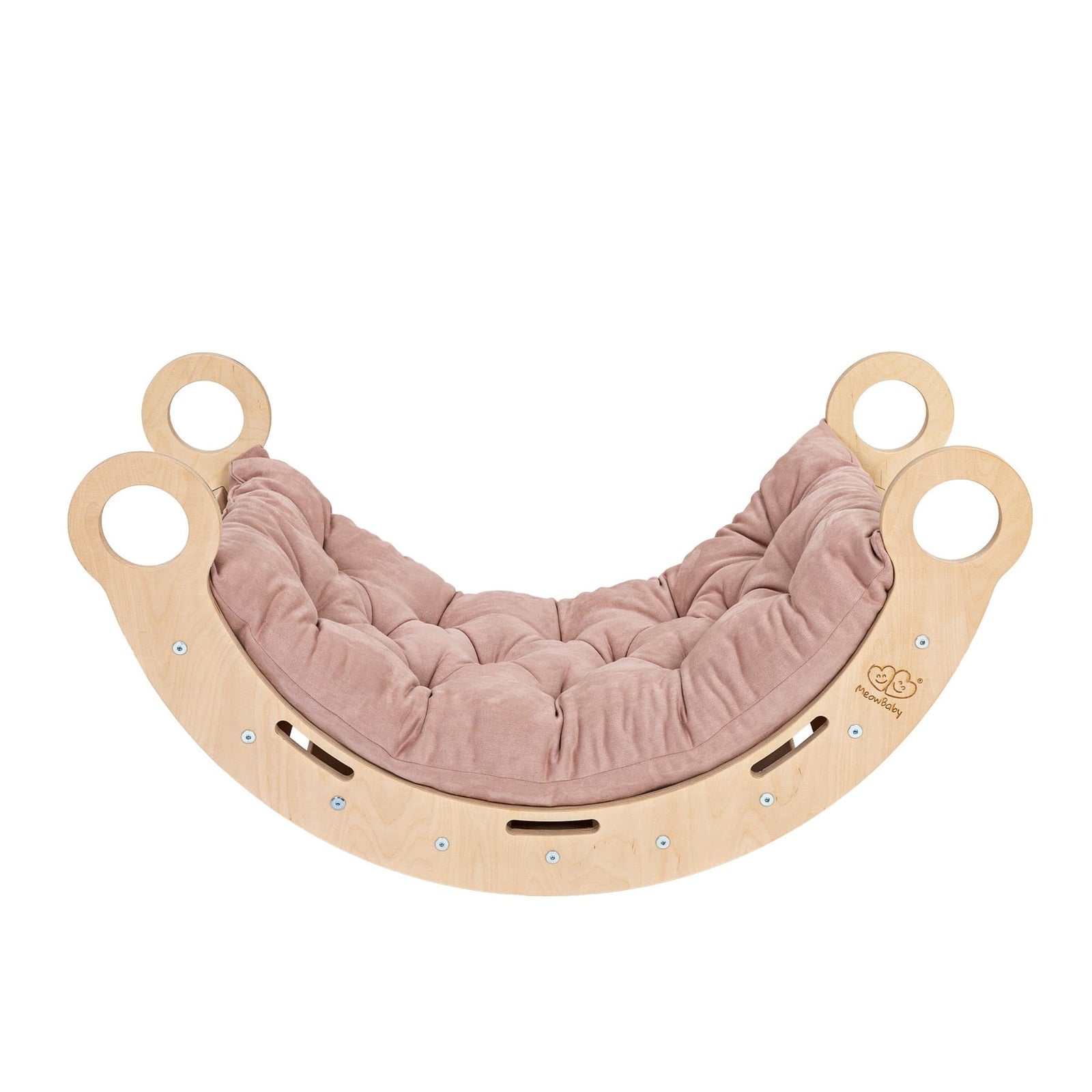 MeowBaby Dream Rocker Small naturel, basis met roze kussen