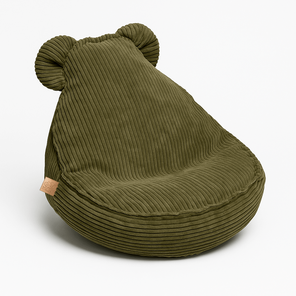 MeowBaby Aesthetic Kindersitzsack mit Öhrchen, Khaki