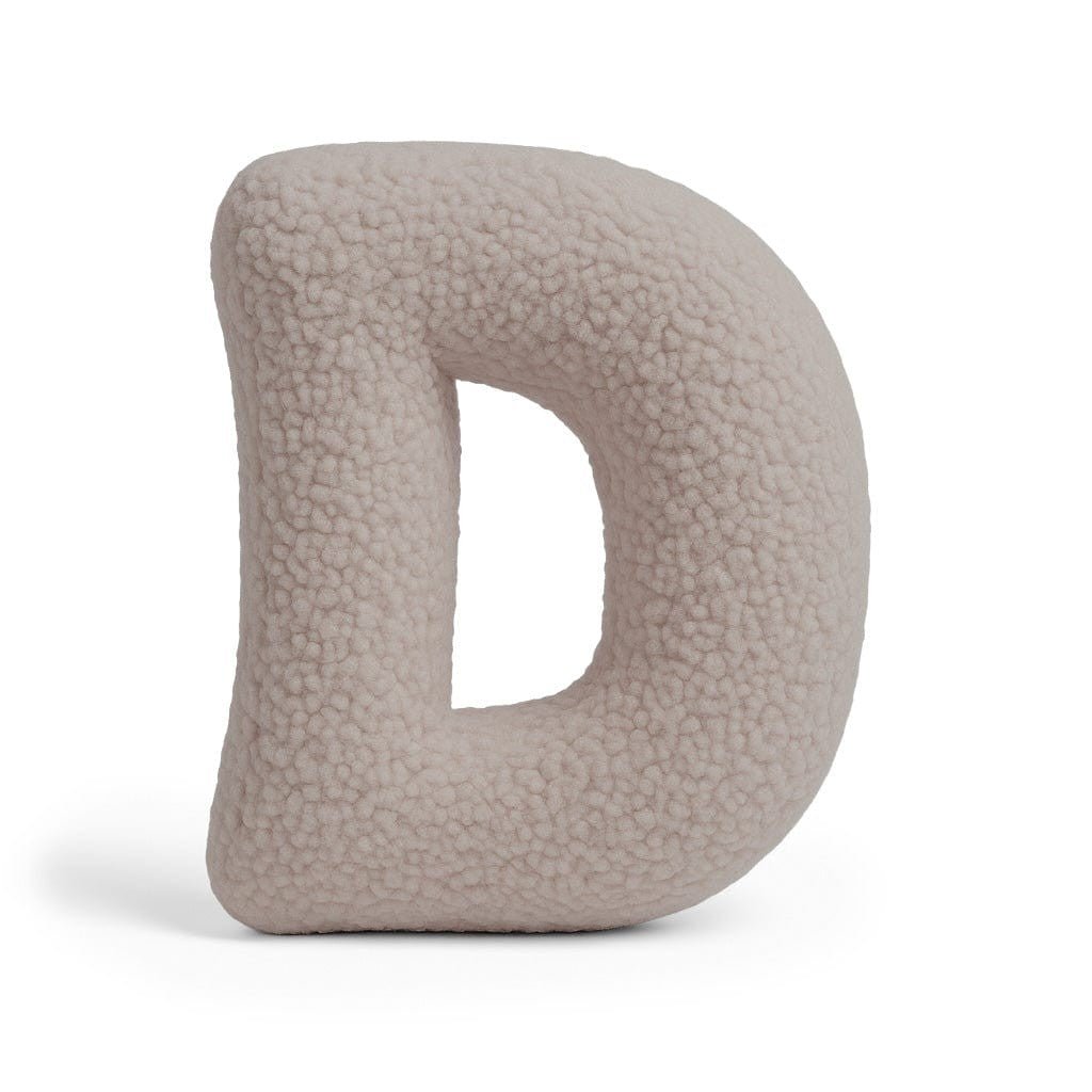 Bearly-Buchstabenkissen in Form des Buchstabens D, Hellgrau, von MeowBaby