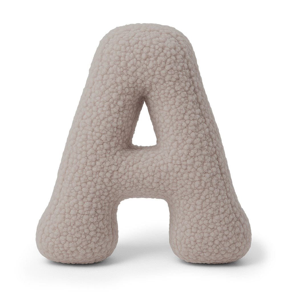 Bearly-Buchstabenkissen in Form des Buchstabens A, Hellgrau, von MeowBaby