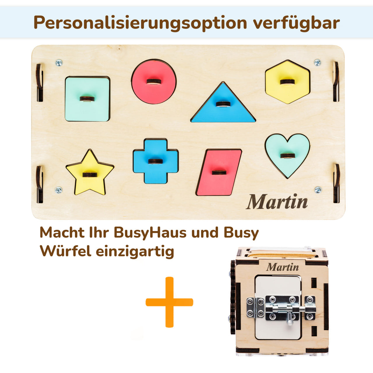 Set - BusyBoard Häuschen natura und kreativer Würfel