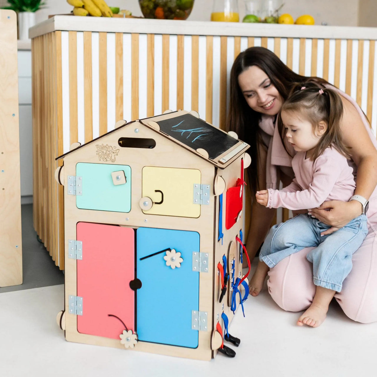 Set - BusyBoard Häuschen natura und kreativer Würfel