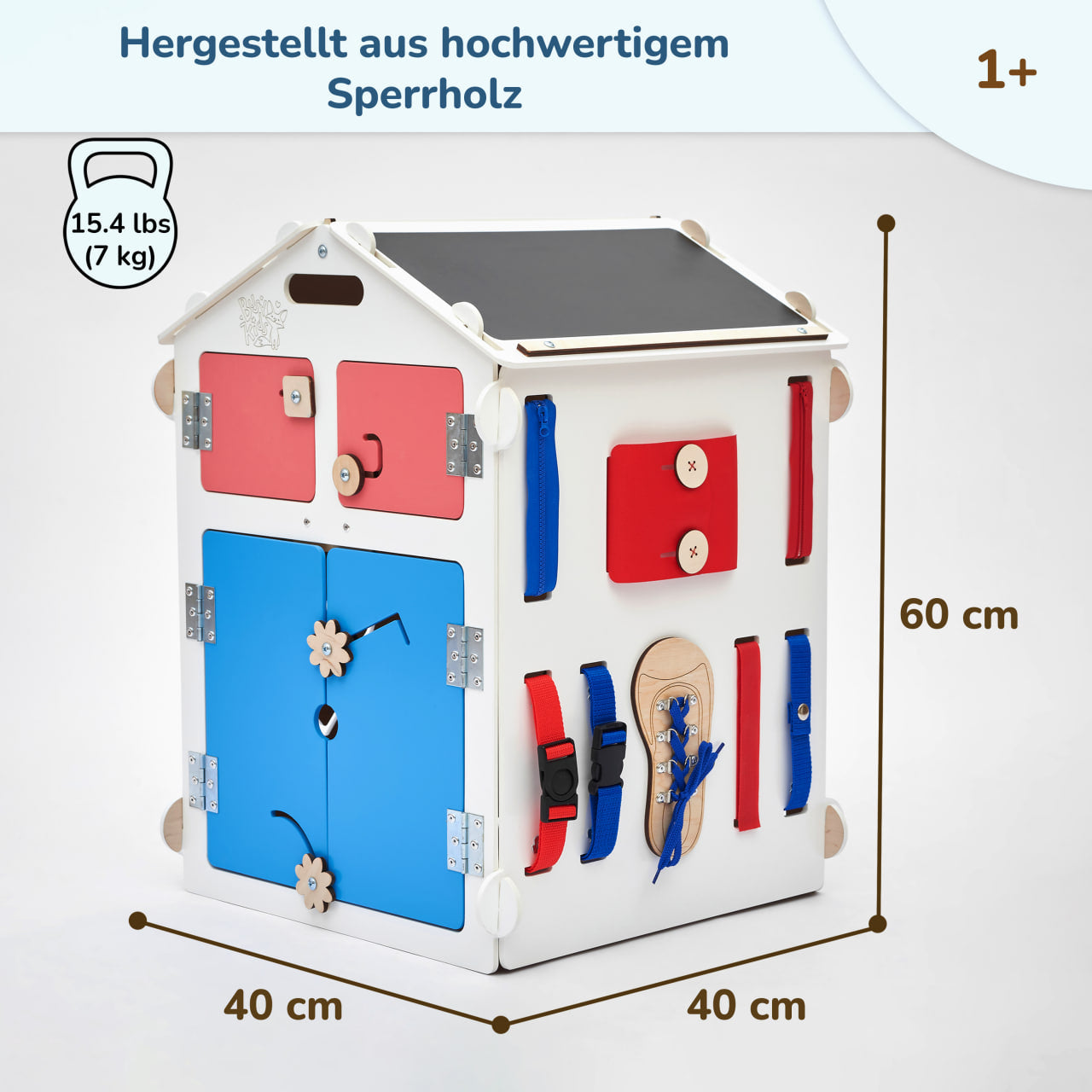 Set - BusyBoard Häuschen weiß und kreativer Würfel