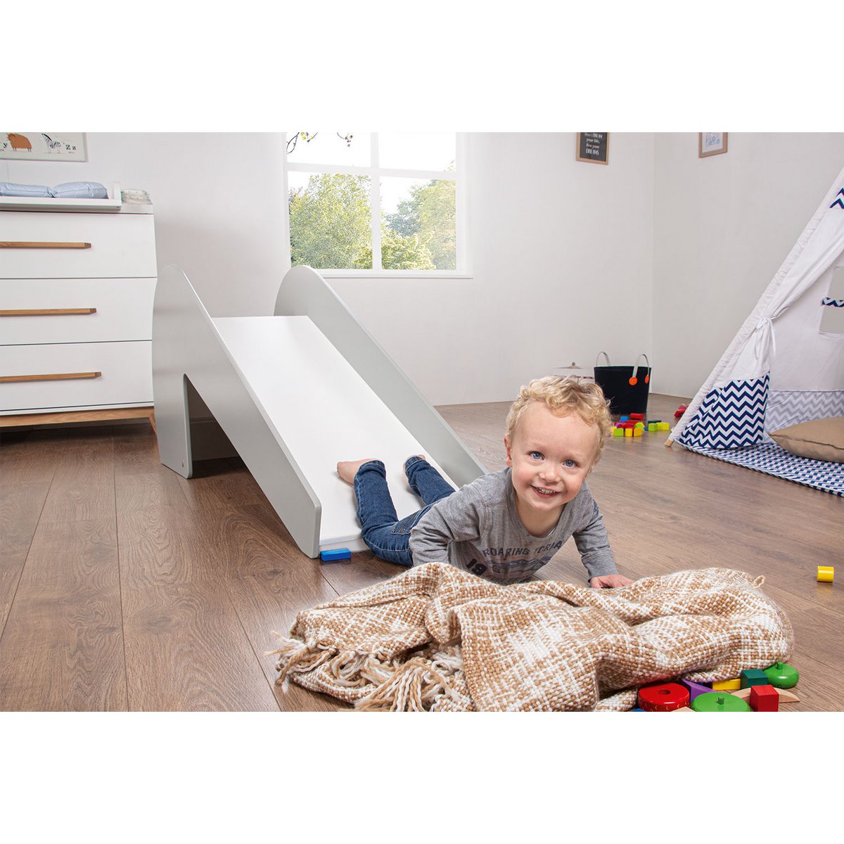 Indoor - slide "lotta", grijs/wit -