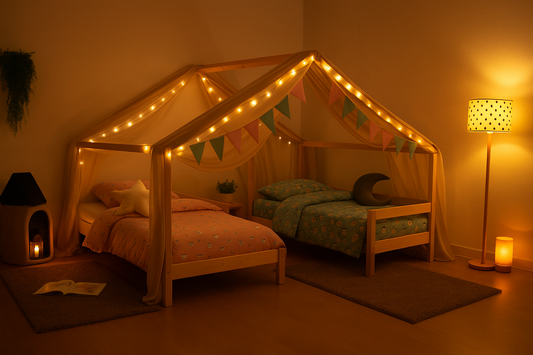 Huisbed Villy - houten kinderbed voor 2 - duo bedhuisje