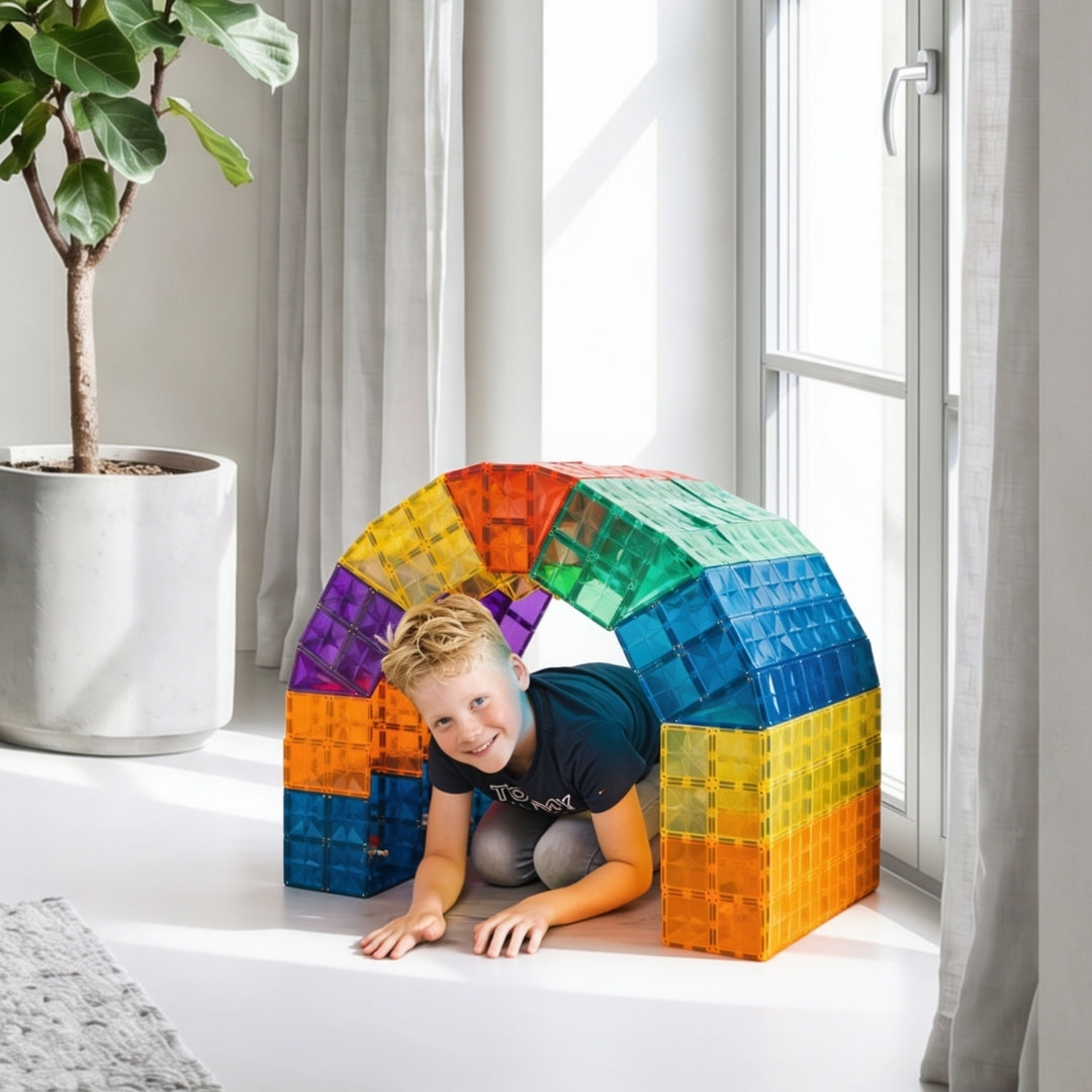 Coblo magnetische tegels in een kleurrijk bouwwerk