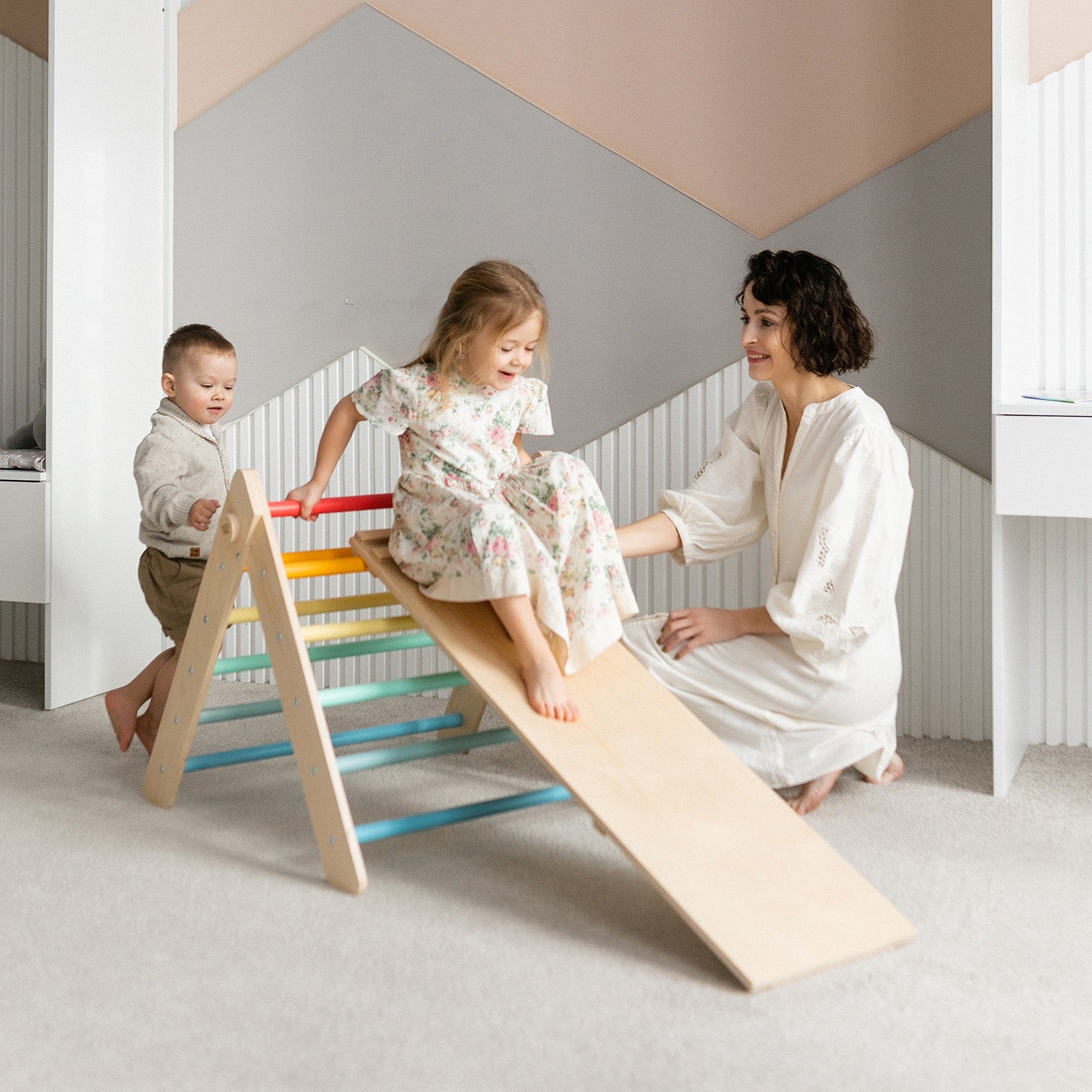 Pikler Triangle and double-sided board set - Bright