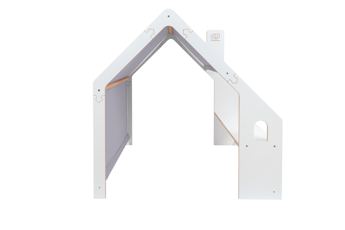houten speelhuisje wit met blauw dak voor kinderkamer