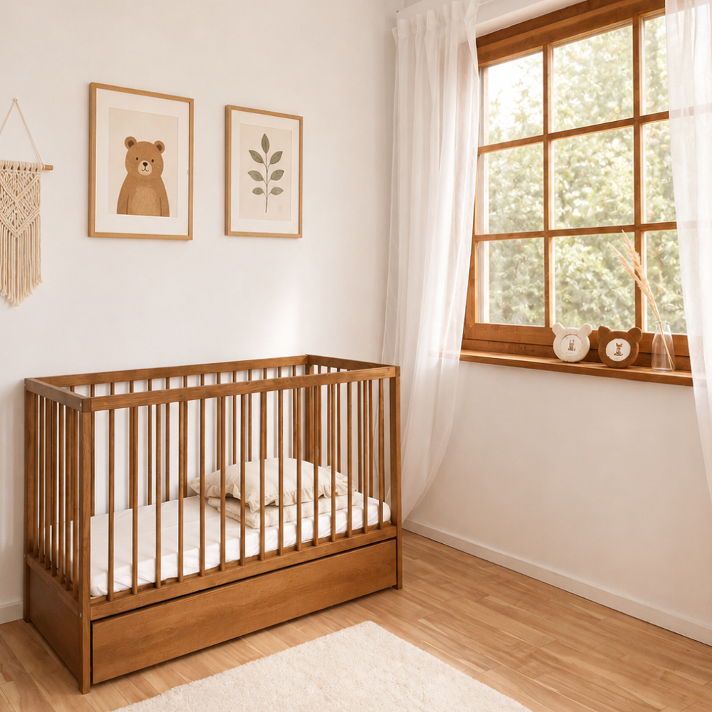 ATB DODI Babybett 120 × 60 cm mit Schublade – Eiche – weitere Produktansicht 9