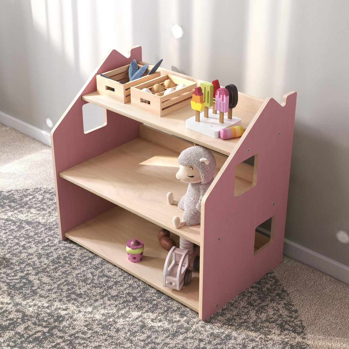 BusyKids speelgoedrek – zachtblauw/roze