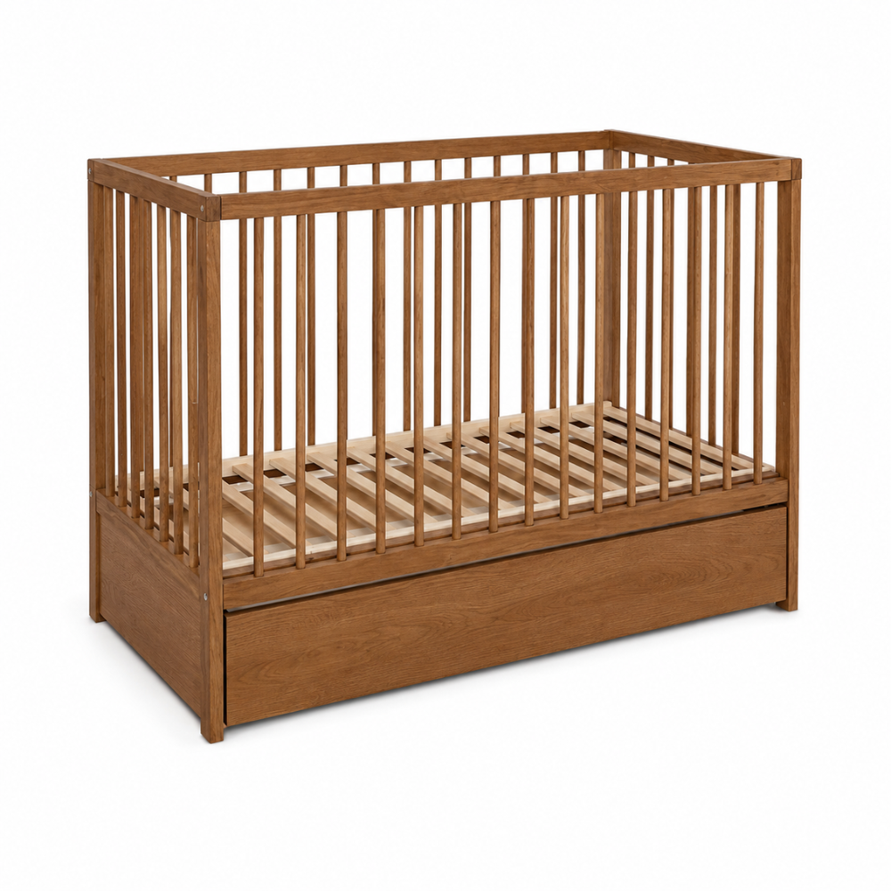 ATB DODI Babybett 120 × 60 cm mit Schublade – Eiche – weitere Produktansicht 2