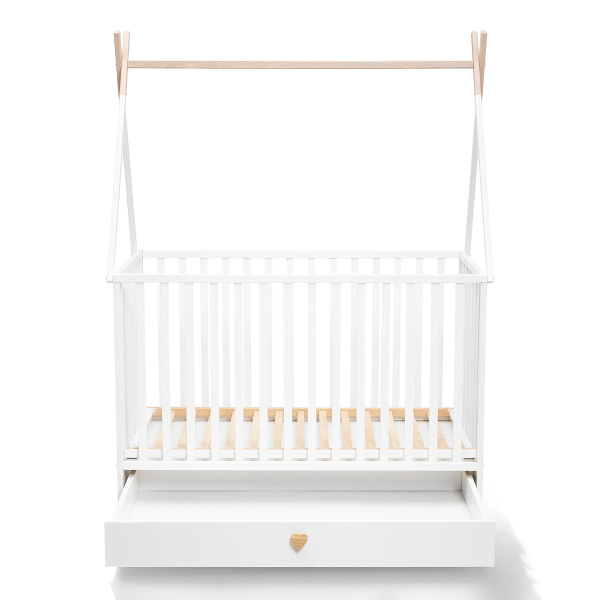 ATB DREAMY Babybett 120 × 60 cm mit Schublade und Rollen – Weiß – weitere Produktansicht 3