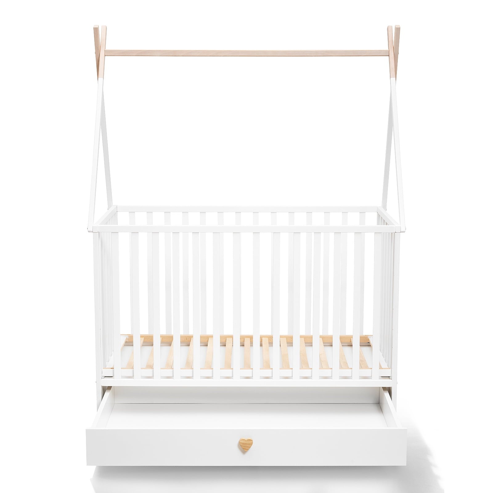 ATB DREAMY Babybett 120 × 60 cm mit Schublade und Rollen – Weiß – weitere Produktansicht 3