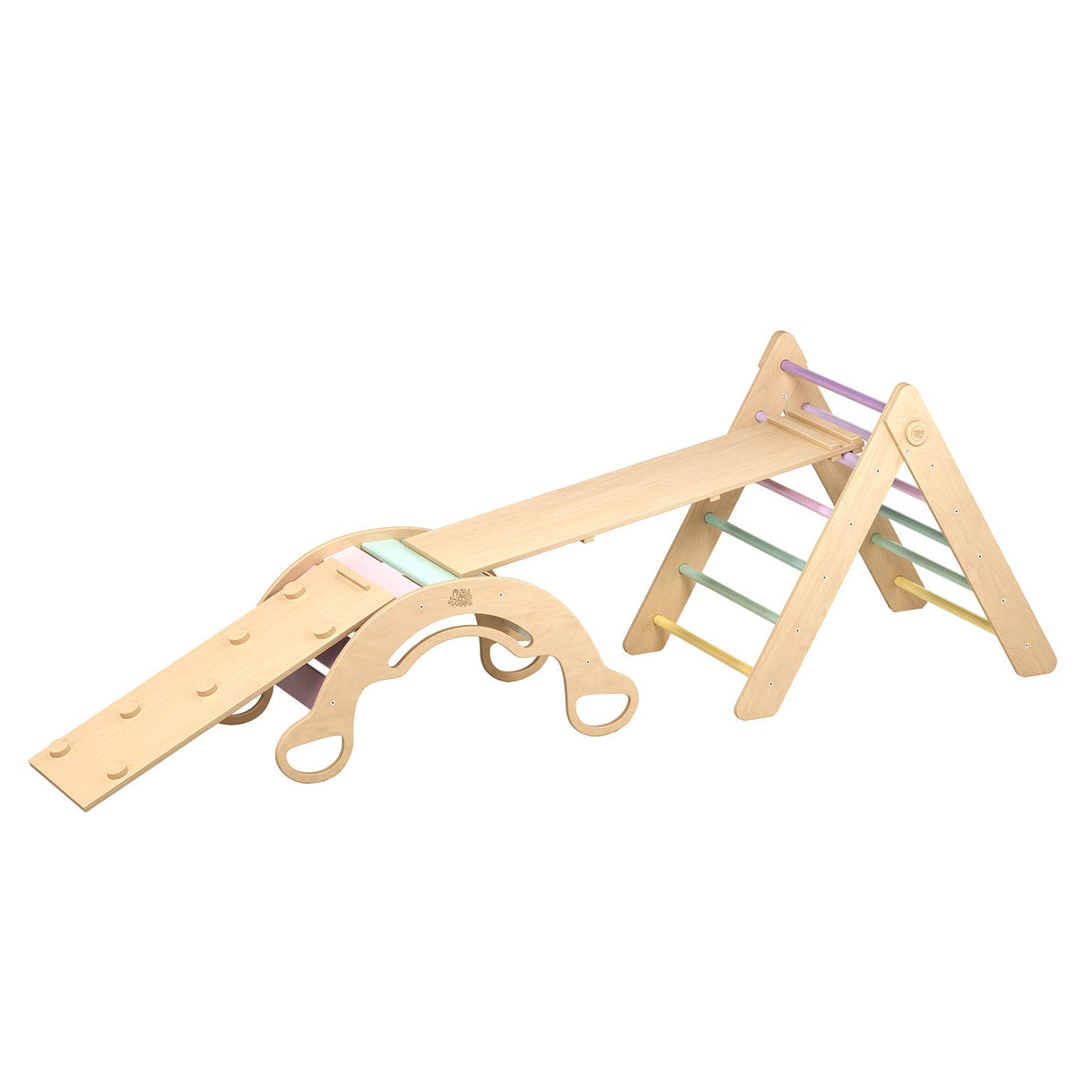 BusyKids Pikler set met klimdriehoek, twee planken en balanswip