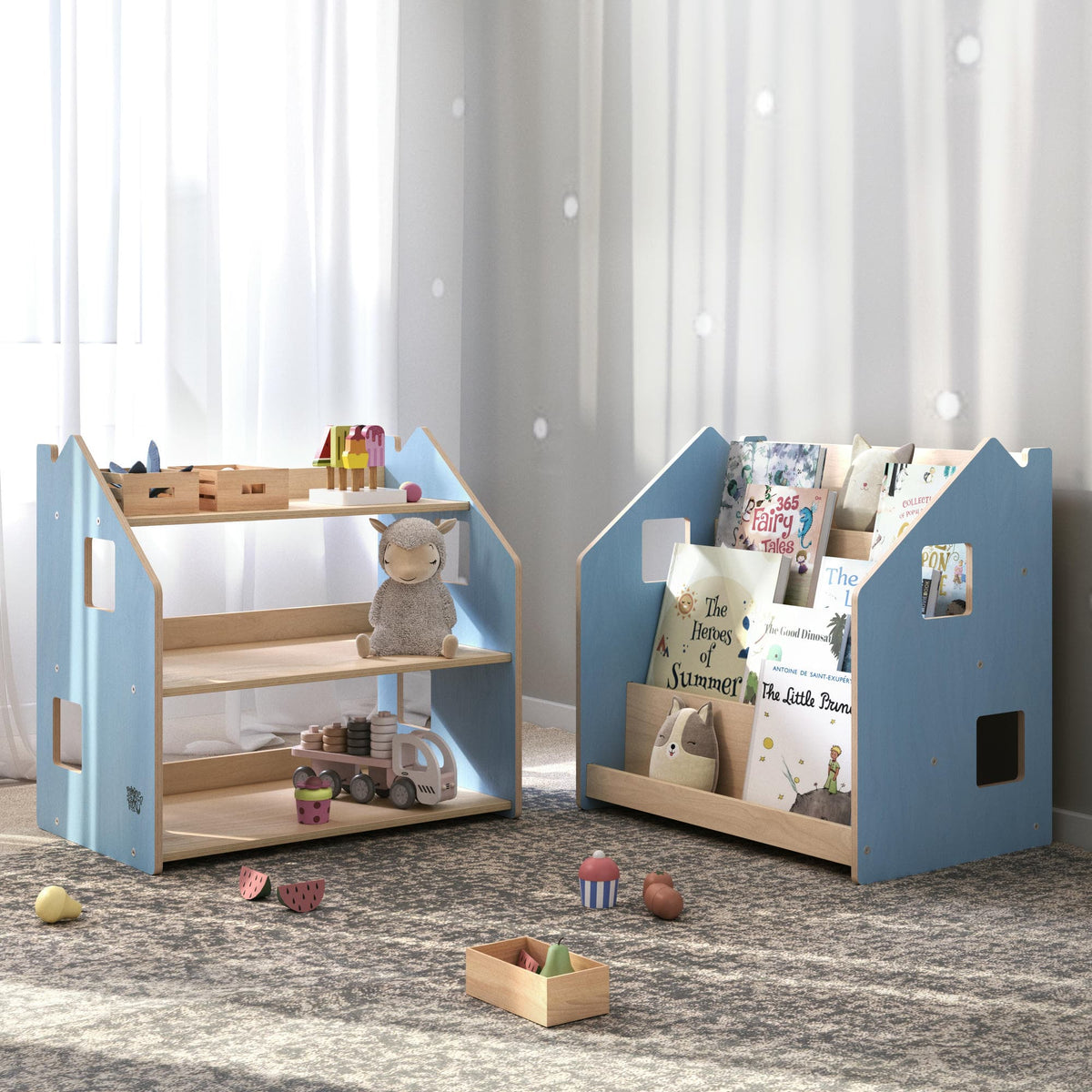 BusyKids speelgoedrek – zachtblauw/roze