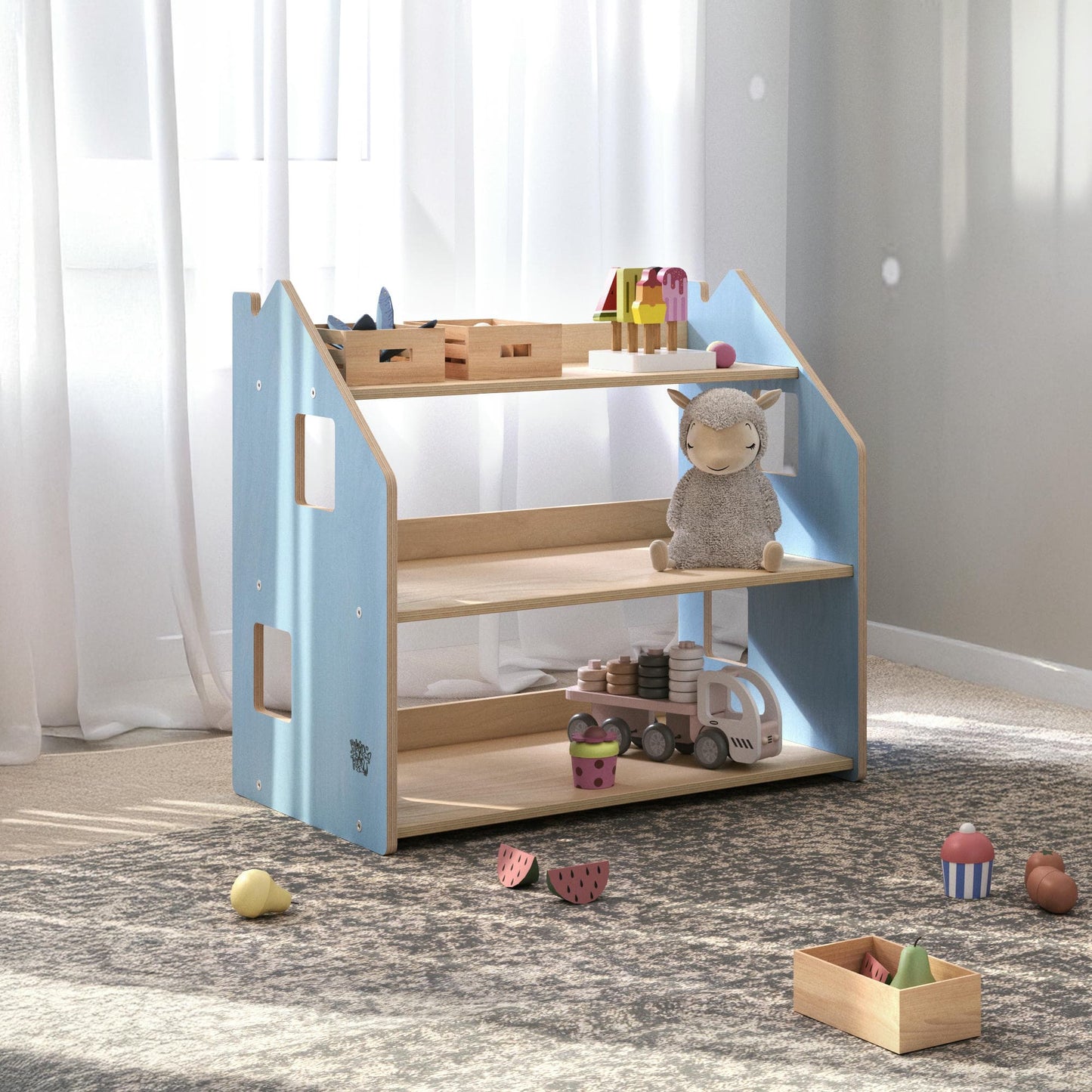 BusyKids speelgoedrek – zachtblauw/roze