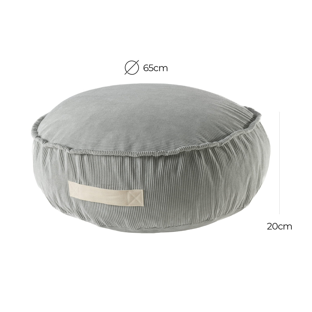 MeowBaby Slimcord ribstof zitzak grijs detail