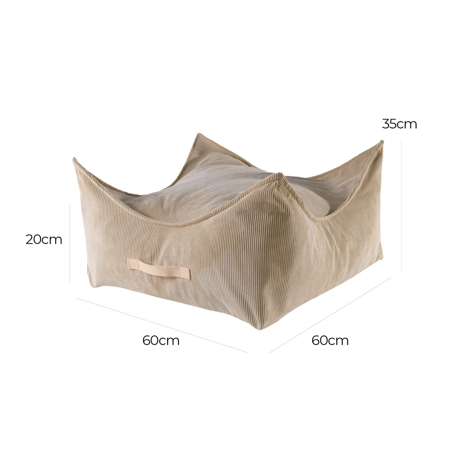 MeowBaby Slimcord Vierkante Zitzak — Sand