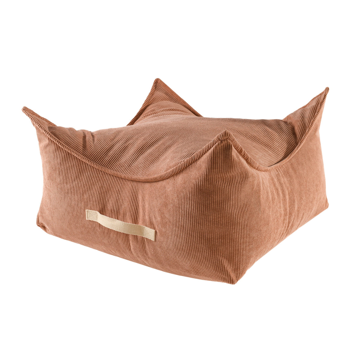 MeowBaby Slimcord vierkante ribstof zitzak terracotta