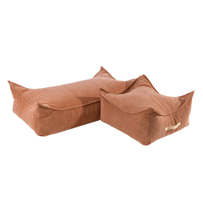 MeowBaby Slimcord vierkante ribstof zitzak terracotta sfeer