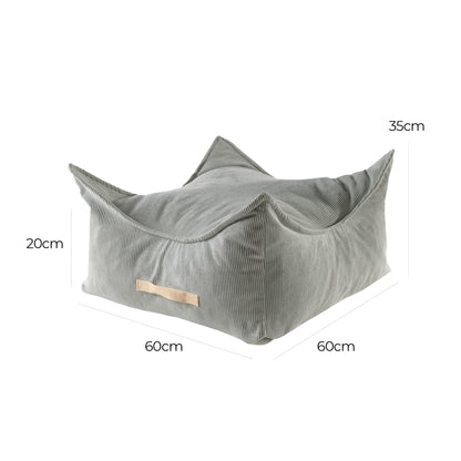 MeowBaby Slimcord vierkante ribstof zitzak grijs detail